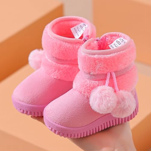 IWIHMIV Toddler Winter Shoes Mid Calf Boots With Side Zipper Snow Boots Cotton Shoes for Boys And Girls Warm Thick Cotton Boots