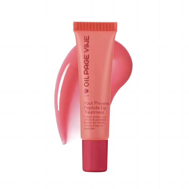 Pout Preserve Hydrating Peptide Lip Treatment,Shiny Lip Stain Tint,Long Lasting Lip Gloss Plumping Lip Oil Aura Restored