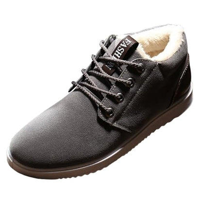Aura Restored men's winter snow boots in velvet with thick soles, warm casual hiking style, size 9, suitable for cold weather.