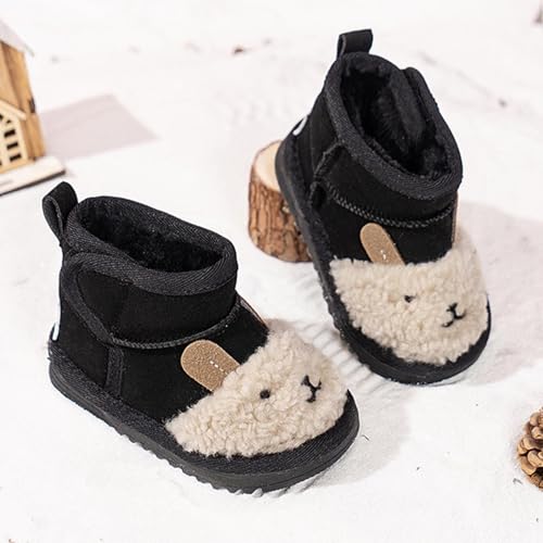 IWIHMIV Toddler Winter Shoes Mid Calf Boots With Side Zipper Snow Boots Cotton Shoes for Boys And Girls Warm Thick Cotton Boots