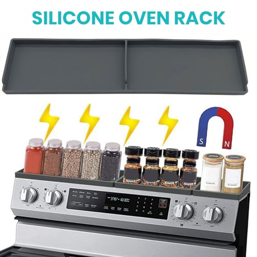 Stovetop Storage Rack Strong Magnetic Split Type Not Easily Deformed Spice Rack Over Stove Shelf Back of Stove Flat Dining Room Aura Restored