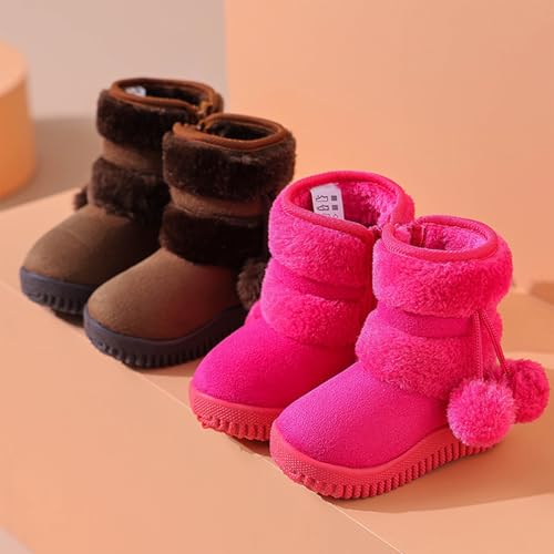 IWIHMIV Toddler Winter Shoes Mid Calf Boots With Side Zipper Snow Boots Cotton Shoes for Boys And Girls Warm Thick Cotton Boots