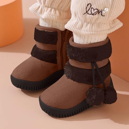 IWIHMIV Toddler Winter Shoes Mid Calf Boots With Side Zipper Snow Boots Cotton Shoes for Boys And Girls Warm Thick Cotton Boots