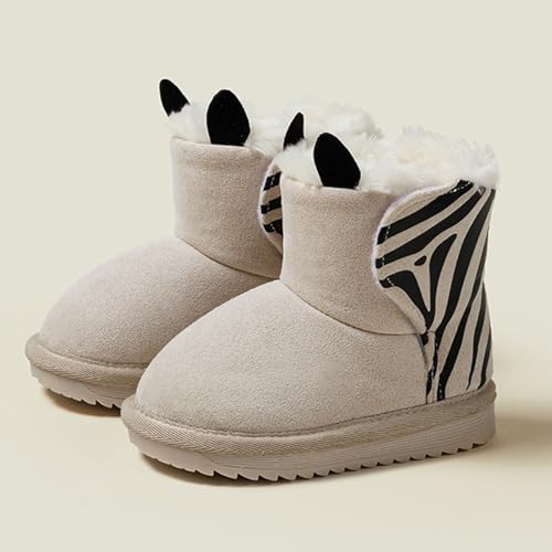 IWIHMIV Toddler Winter Shoes Mid Calf Boots With Side Zipper Snow Boots Cotton Shoes for Boys And Girls Warm Thick Cotton Boots