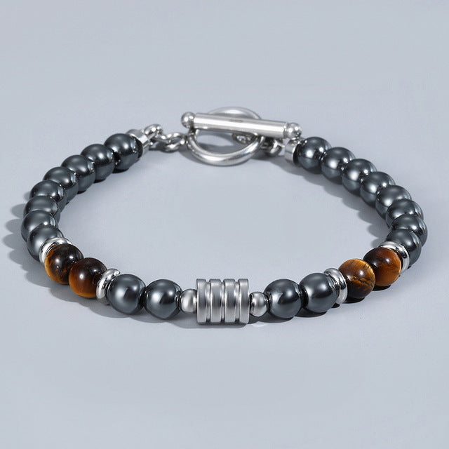 Redd Collection Clasp Tiger Eye Bracelet for Men Aura Restored