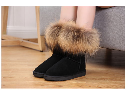 Kuromi Women's Fox Fur Snow Boots Aura Restored