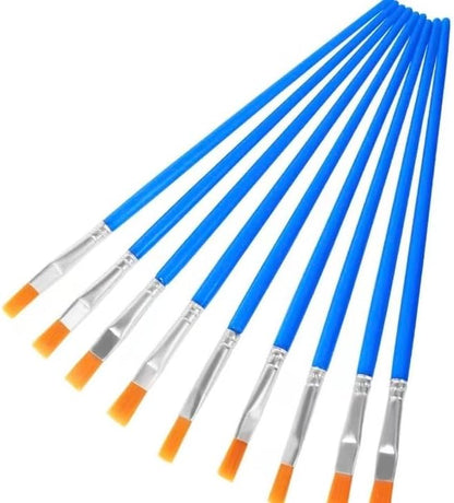10Pcs 9mm Wide Flat Paint Brushes Set with Nylon Hair