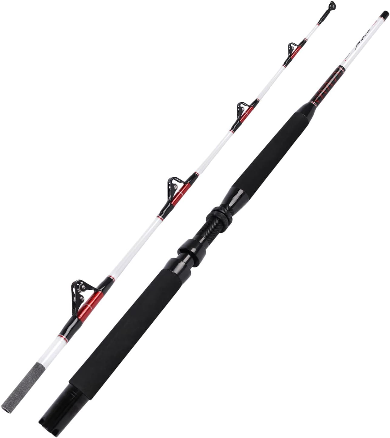 Fiblink Trolling Rod Saltwater Deep Dropper Big Game Rod Conventional Boat Roller Rod Carbon Fishing Pole (2 Pieces - 5'6" - 30-50lbs)