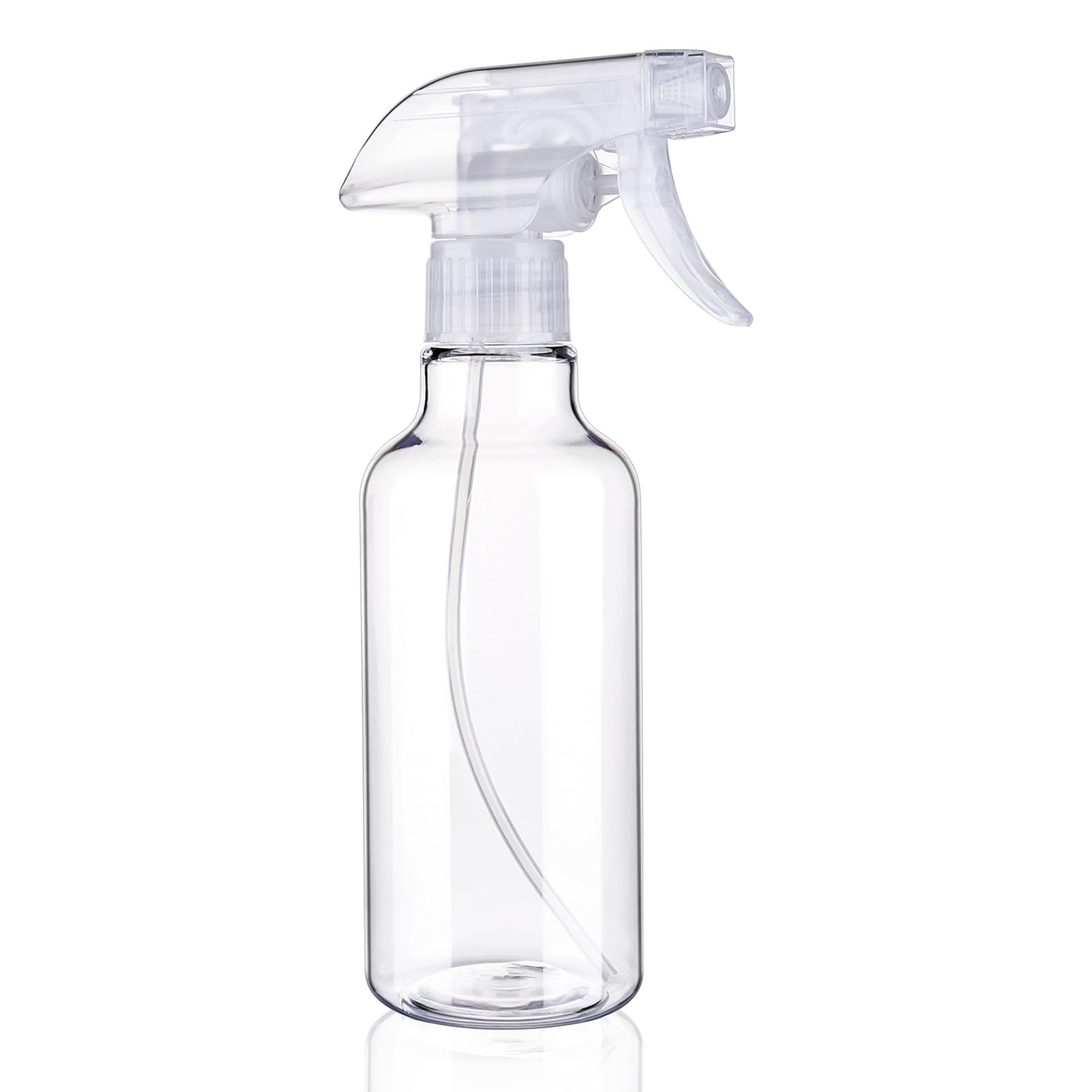 12 oz heavy-duty plastic spray bottle from Aura Restored, used for cleaning with a trigger spray and clear transparent body.