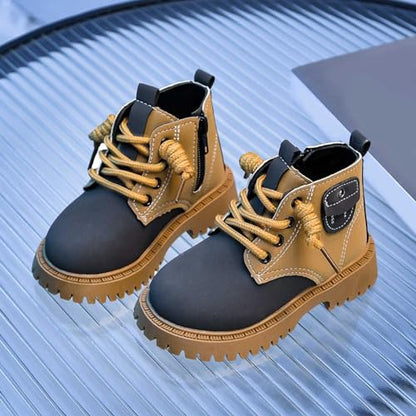 Aura Restored toddler snow boots for boys and girls, warm soft-lined infant winter shoes with cozy prewalker design.