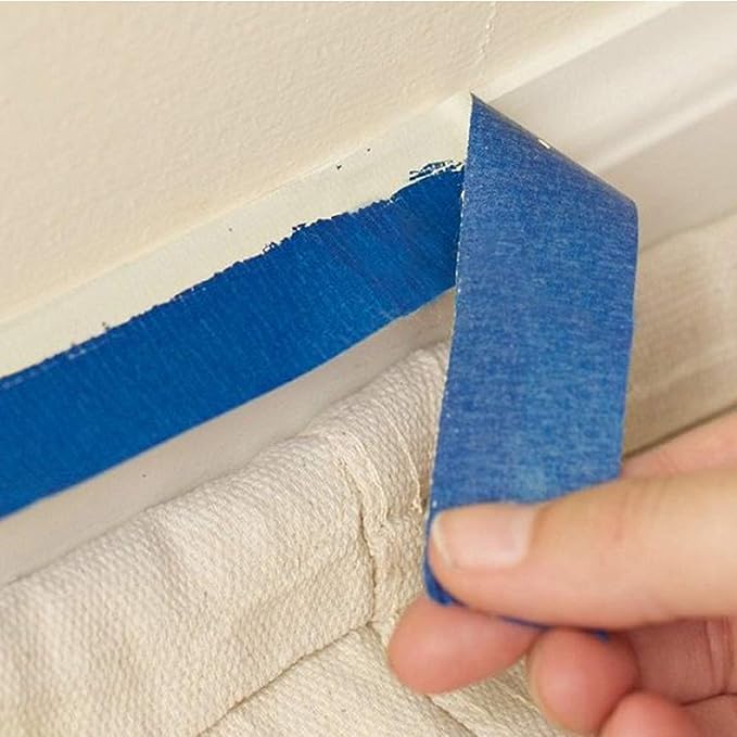 Aura Restored KICNIC white painter masking tape roll, 0.7 inch by 60 yards, ideal for craft projects and surface protection.