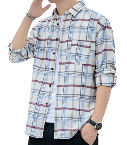 Guy Aura Plato White Plaid Long Sleeve Aura Restored