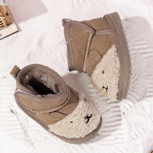 IWIHMIV Toddler Winter Shoes Mid Calf Boots With Side Zipper Snow Boots Cotton Shoes for Boys And Girls Warm Thick Cotton Boots