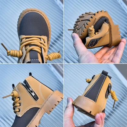 Aura Restored boys and girls winter snow boots for toddlers, warm lined infant crib shoes with soft, cozy soles for walking.