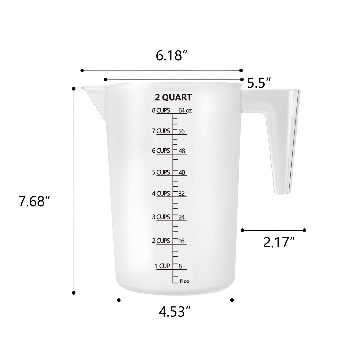 Laser-Etched Measuring Cup Set, 16 oz & 8 oz Cup Clear Plastic