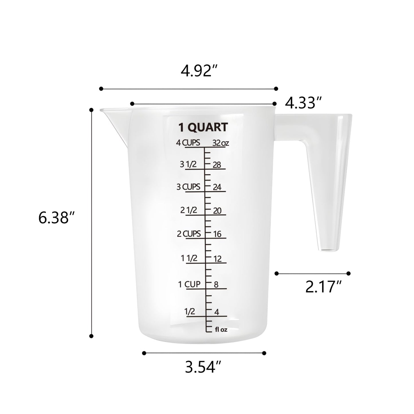 Laser-Etched Measuring Cup Set, 16 oz & 8 oz Cup Clear Plastic