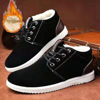 Aura Restored men's winter snow boots with velvet lining, thick soles, and casual hiking style, size 9.