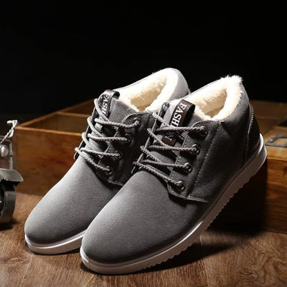 Aura Restored men's winter snow boots with velvet lining, thick soles, and casual hiking style, size 9, warm and durable footwear.