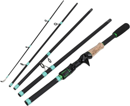 Fiberglass Spinner Baitcasting Fishing Rod with 4/5 Sections, Strong Waist Strength and Resilience, Smooth Line Guides, 2500g Load Capacity, for Lure Fishing in Freshwater or Saltwater