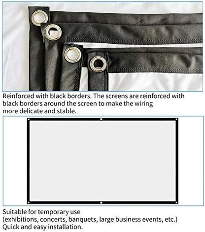 Portable Projector Screen Theater Outdoor HD White Foldable Anti- (60Inch)