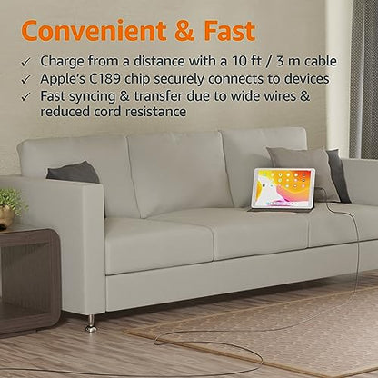 Amazon Basics - 1-Pack USB-A to Lightning ABS Charger Cable, MFi Certified for Apple iPhone 14 13 12 11 X Xs Pro, Pro Max, Plus, iPad, 10,000 Bend Lifespan, 10 Foot, White