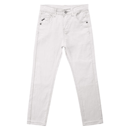 Children Boy's Skinny Chino Pants Kids Cute School Uniform Elastic Waist Straight Pants Stretchy Jeans