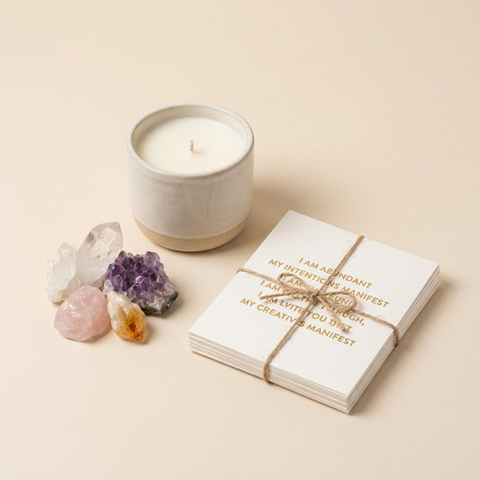 Manifestation Ritual Kit — Candle, Crystals & Cards - Manifestation Ritual Kit (Candle, Crystals, Cards)