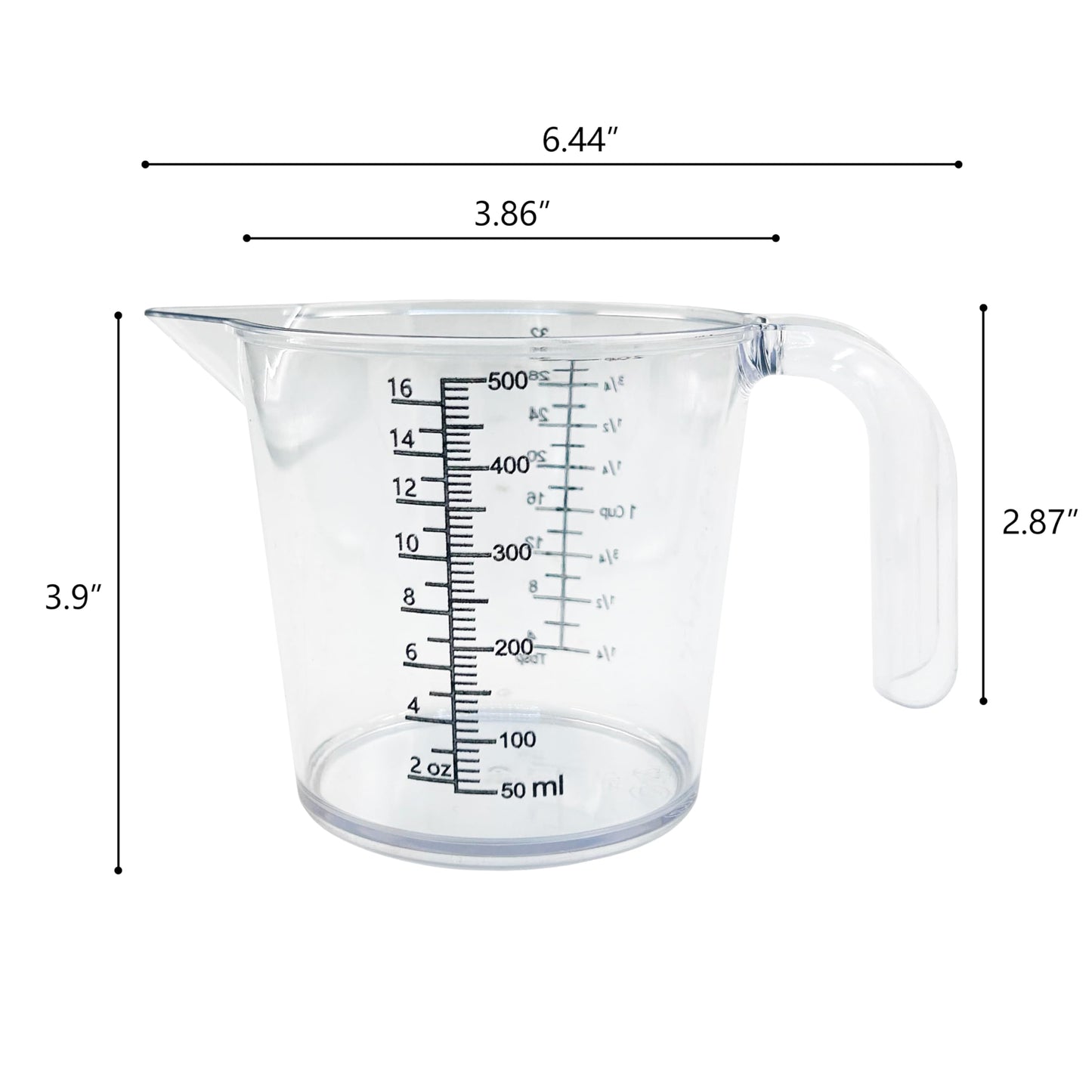 Laser-Etched Measuring Cup Set, 16 oz & 8 oz Cup Clear Plastic