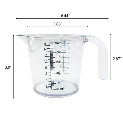 Laser-Etched Measuring Cup Set, 16 oz & 8 oz Cup Clear Plastic