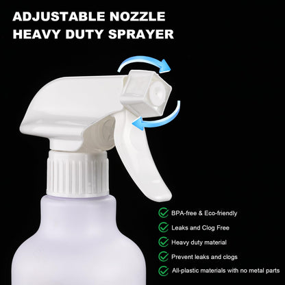 Aura Restored 12 oz heavy-duty plastic spray bottles, durable cleaning supplies with trigger spray for versatile cleaning tasks.