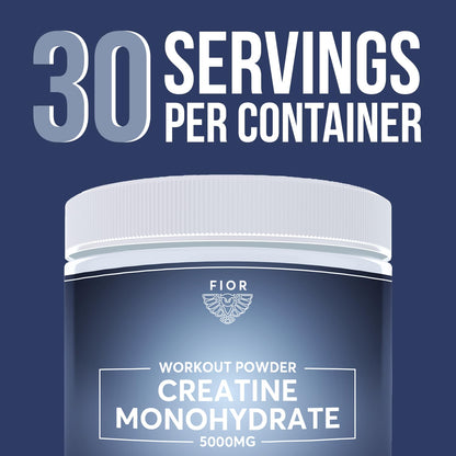 FIOR Pure Creatine Monohydrate Powder - Micronized uni-sex, Pure Non-GMO, Vegan & Gluten Free Creatine Powder, 30 Servings