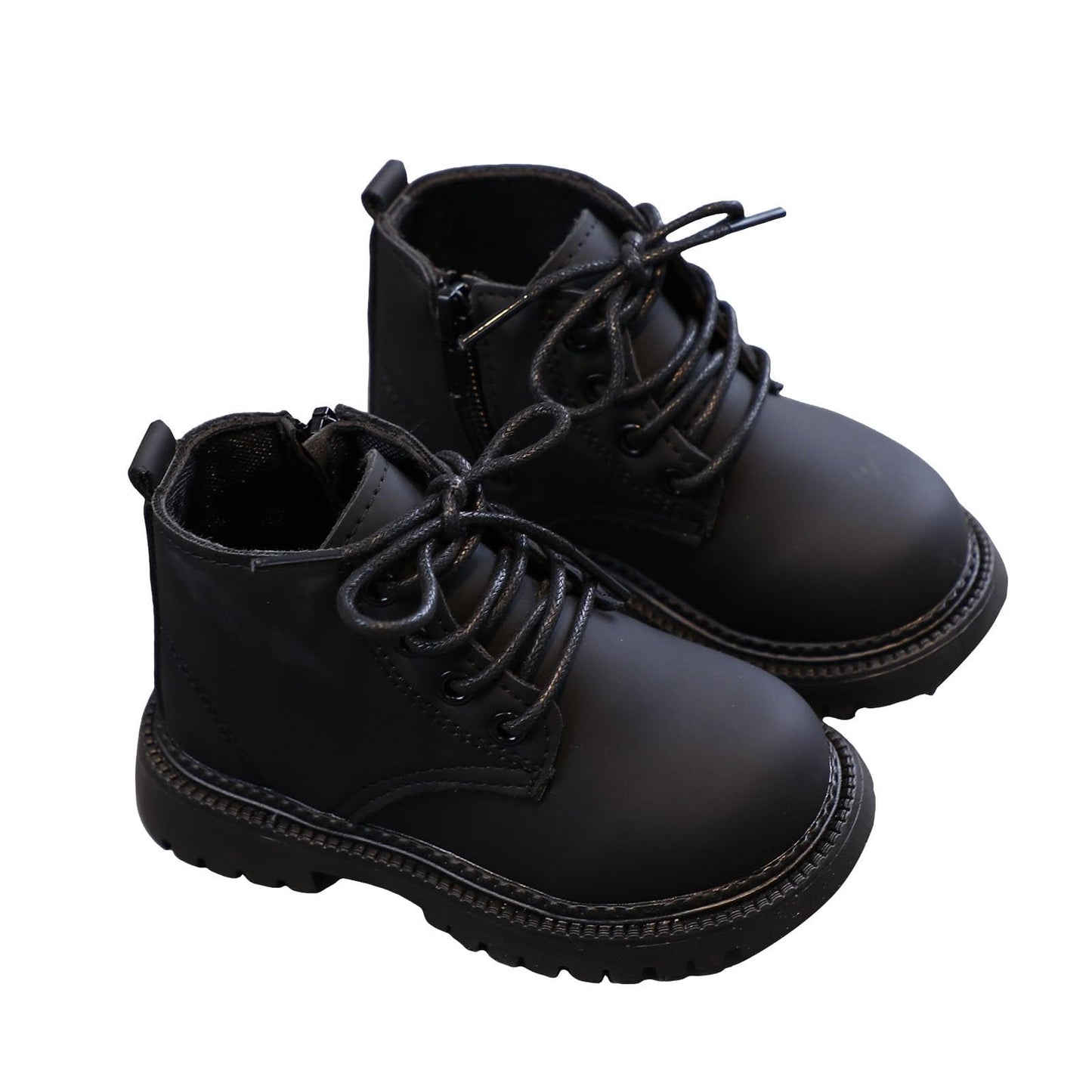 Toddler Girls Boys Combat Ankle Boots Little Kid Waterproof Outdoor Side Zipper Fall Booties Leather Comfort Shoes for Kids