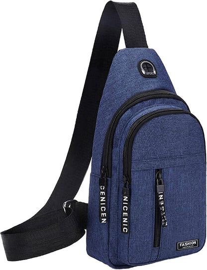 Aura Restored Gideon Collection Sling Bag with USB port, crossbody style, stylish chest bag for women and men, accessories.