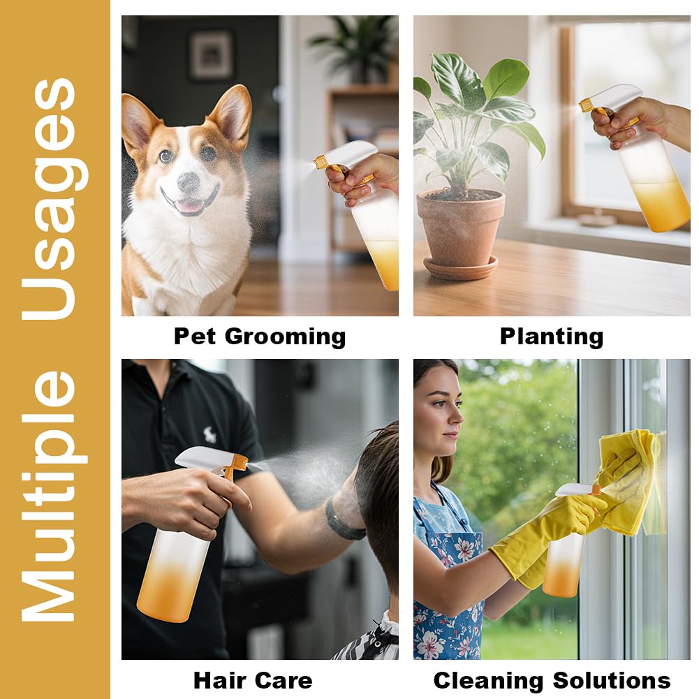 Aura Restored 12 oz heavy-duty plastic spray bottles for cleaning supplies, shown with spray nozzle and sturdy transparent design.