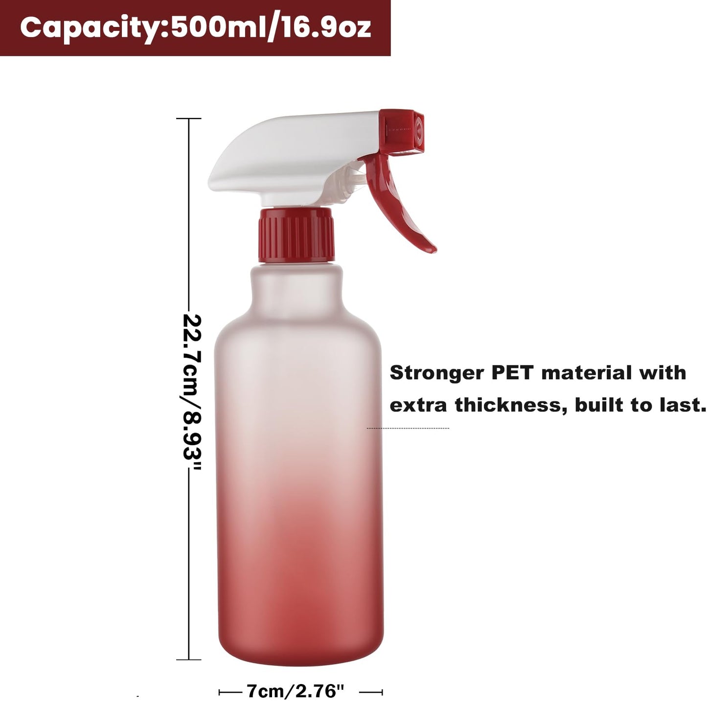 12 oz heavy-duty empty plastic spray bottles from Aura Restored, ideal for cleaning supplies, with trigger spray nozzle.