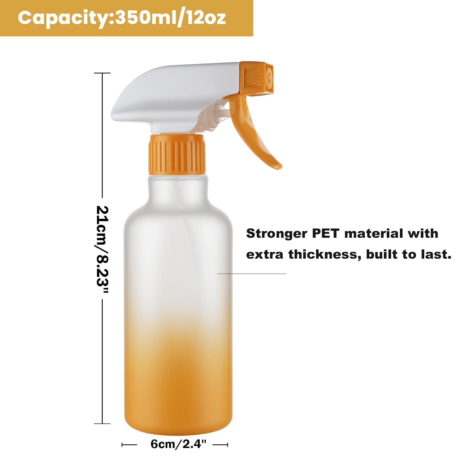 12 oz heavy-duty plastic spray bottle by Aura Restored, used for cleaning with a durable, clear design and trigger sprayer.