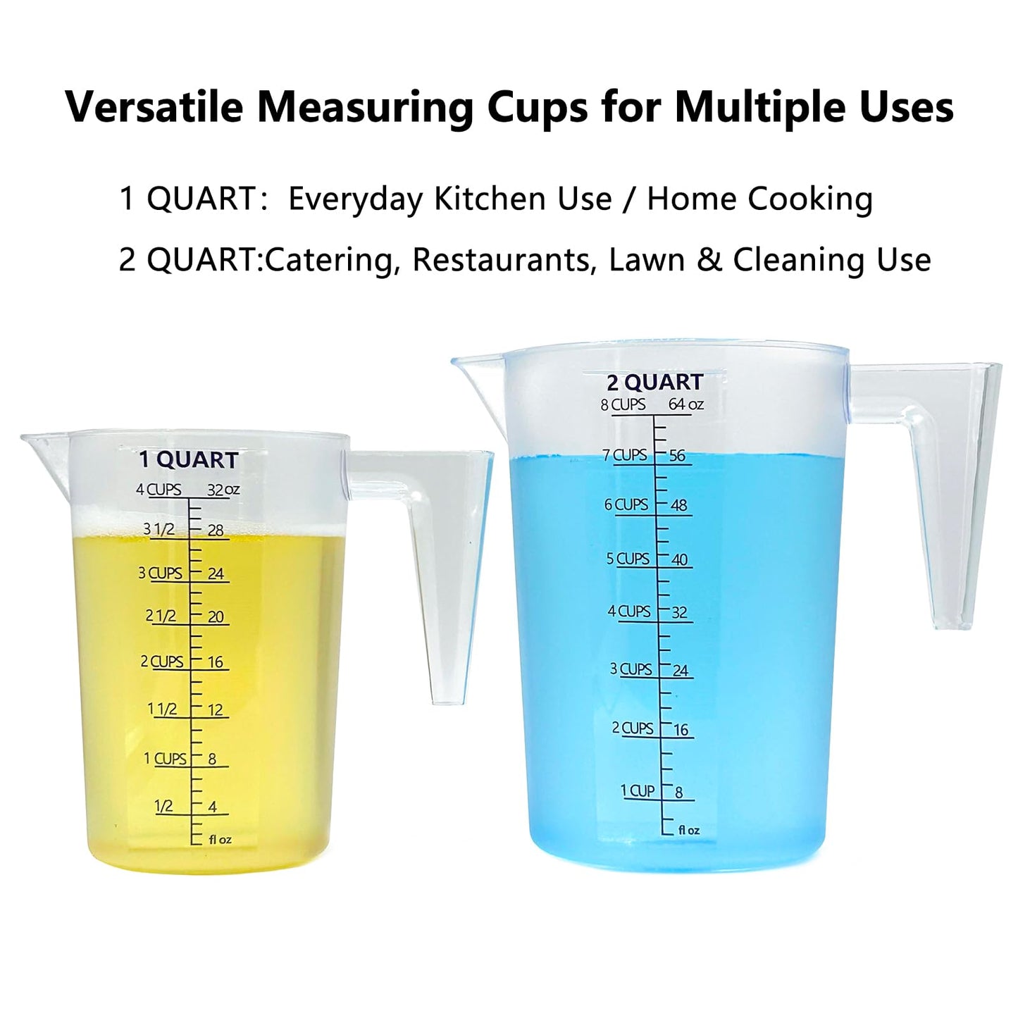 Laser-Etched Measuring Cup Set, 16 oz & 8 oz Cup Clear Plastic