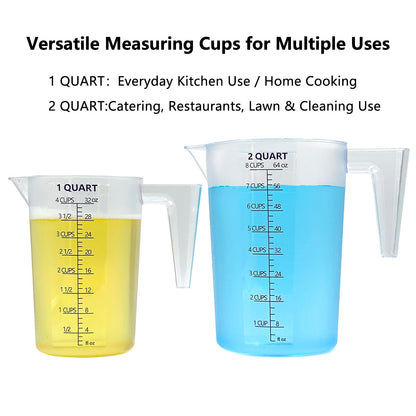 Laser-Etched Measuring Cup Set, 16 oz & 8 oz Cup Clear Plastic