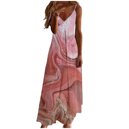 Hawaiian Tropical Beach Dresses for Women Summer Fall Sleeveless Slip V Neck Maxi Long Loose Fit Dresses Women 2025