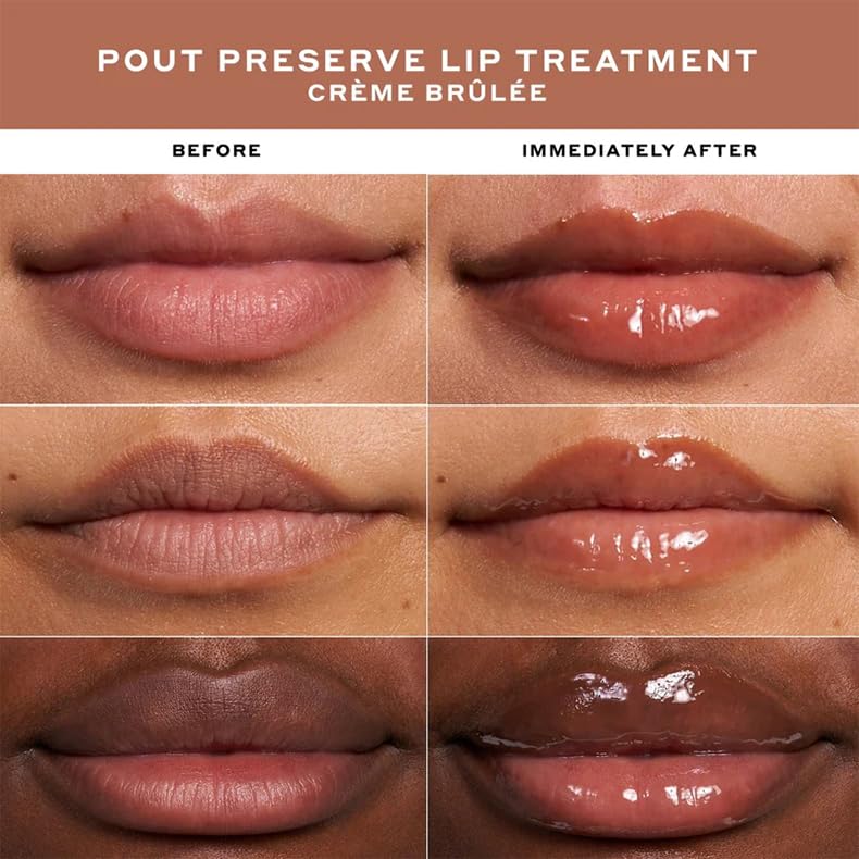 Pout Preserve Hydrating Peptide Lip Treatment,Shiny Lip Stain Tint,Long Lasting Lip Gloss Plumping Lip Oil Aura Restored