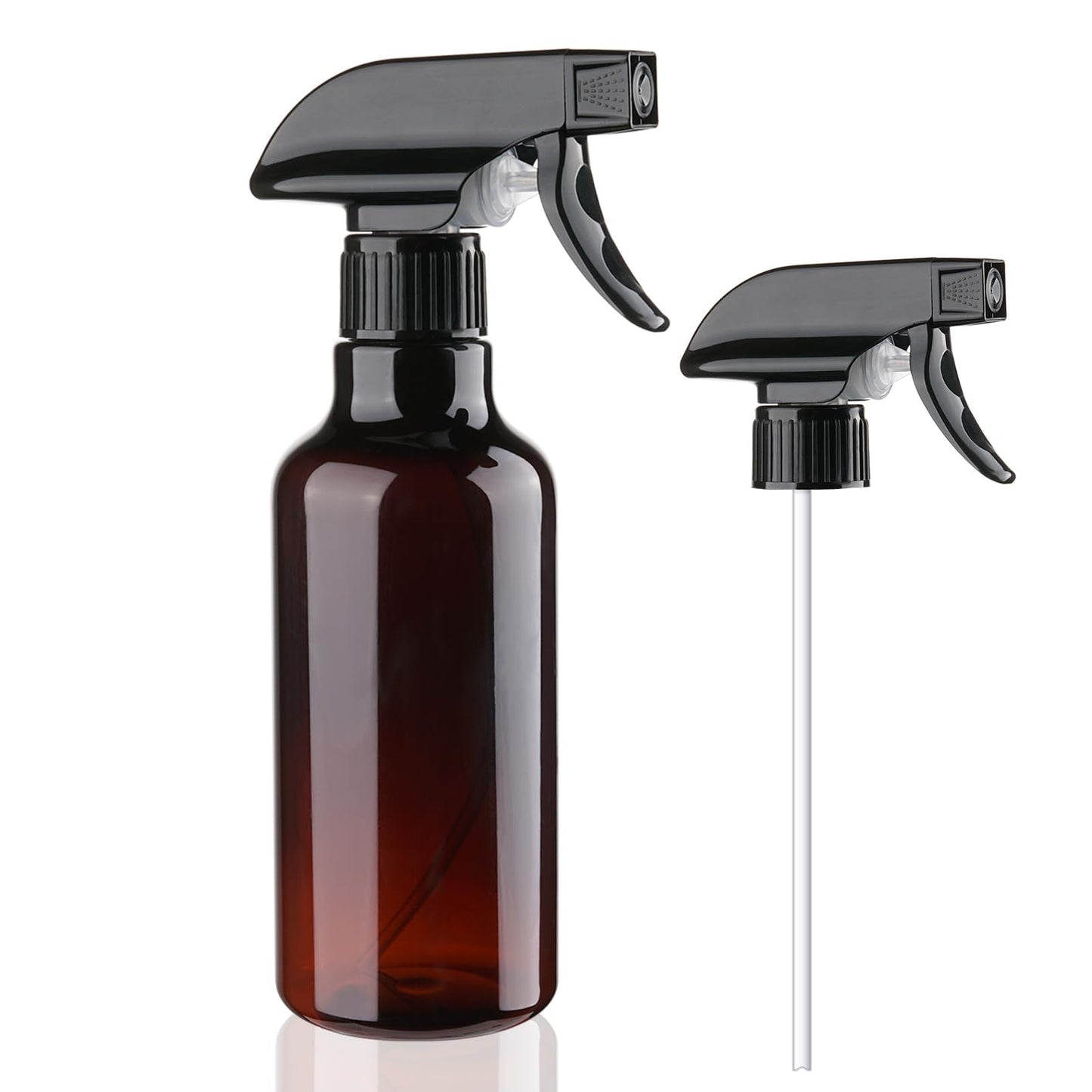 Aura Restored 12 oz heavy-duty plastic spray bottles for cleaning supplies, shown with spray nozzle and clear plastic body.