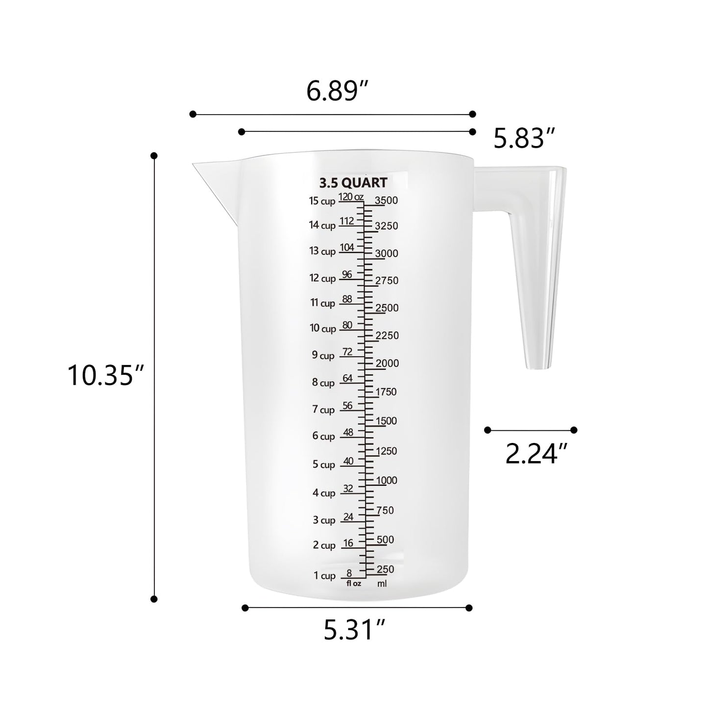 Laser-Etched Measuring Cup Set, 16 oz & 8 oz Cup Clear Plastic
