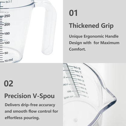 Laser-Etched Measuring Cup Set, 16 oz & 8 oz Cup Clear Plastic