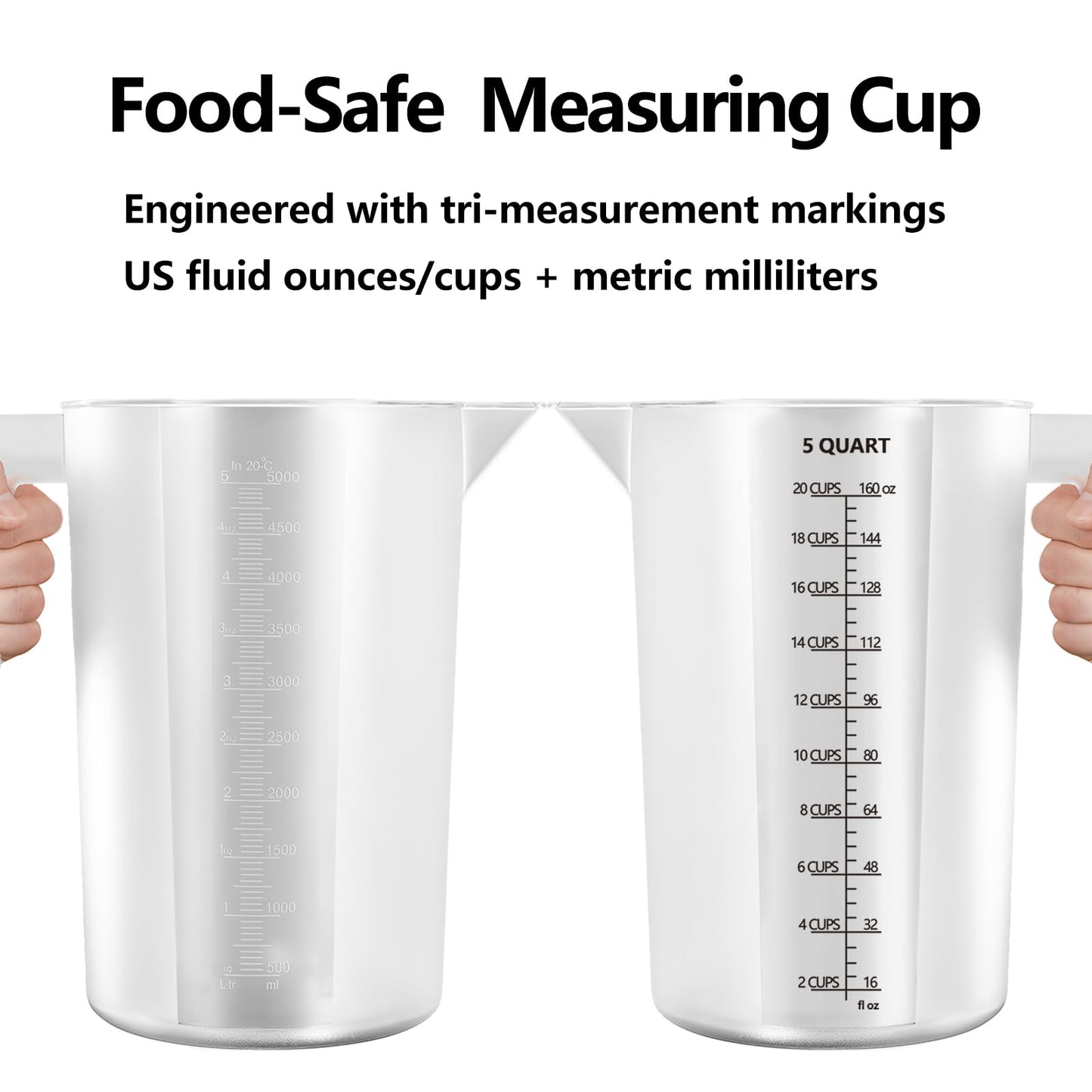 Laser-Etched Measuring Cup Set, 16 oz & 8 oz Cup Clear Plastic