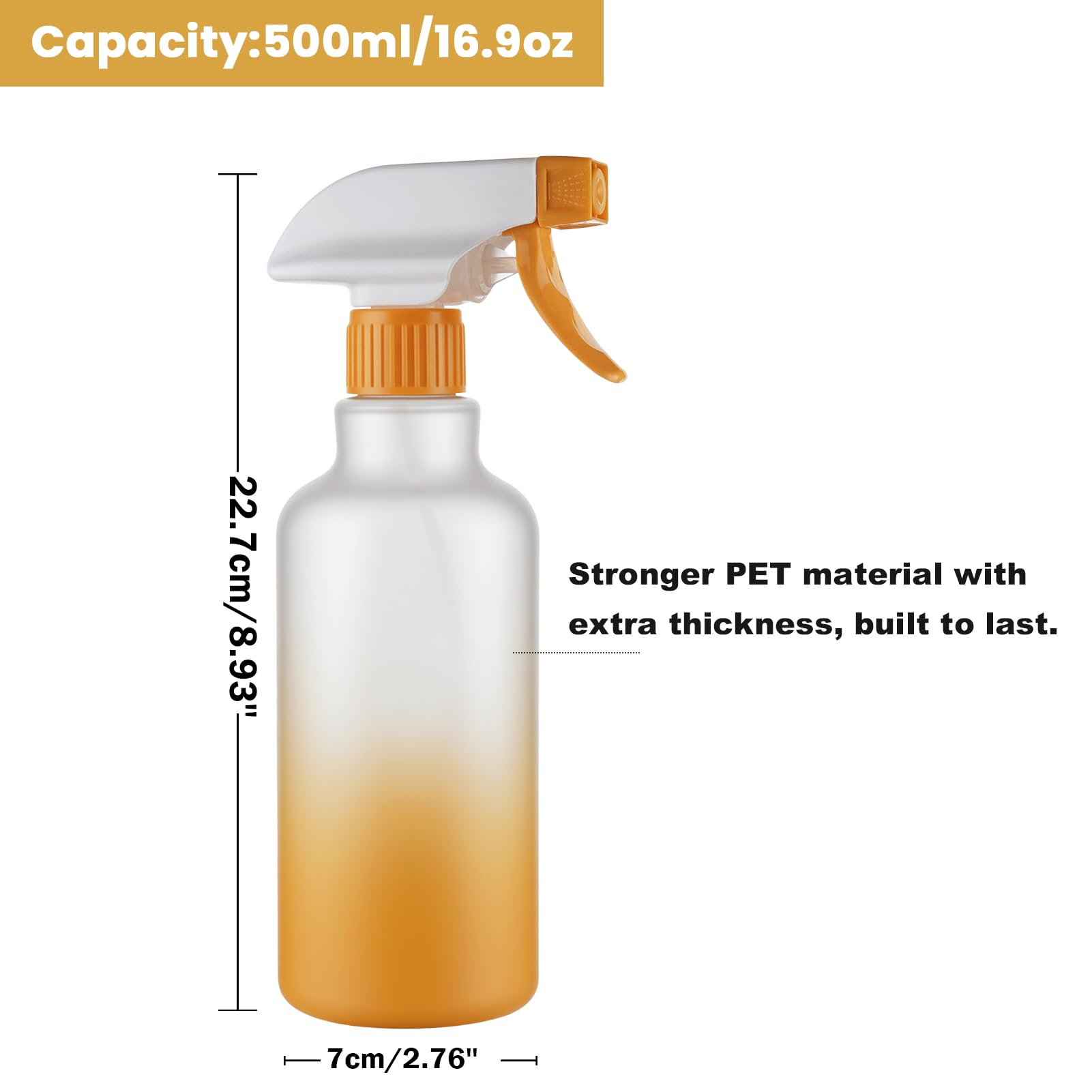 Aura Restored 12 oz heavy-duty plastic spray bottles for cleaning, with durable design and adjustable spray nozzle.