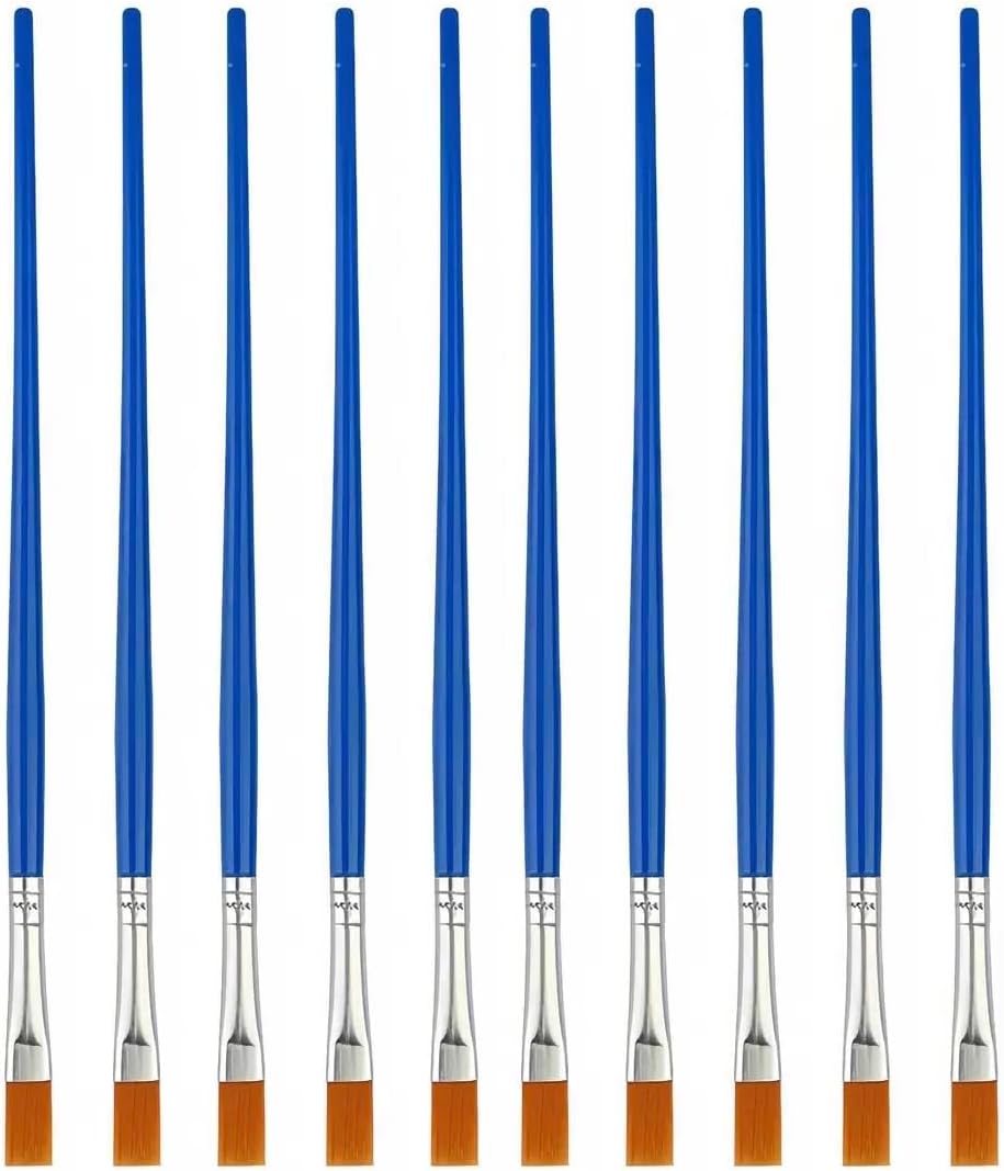 10Pcs 9mm Wide Flat Paint Brushes Set with Nylon Hair