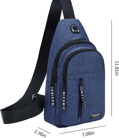 Aura Restored Gideon Collection sling bag with USB port, crossbody style, suitable for women and men, made of durable accessories material.