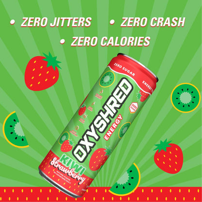 EHP Labs x Ghostbusters OxyShred Healthy Energy Drink - Zero Sugar Energy Drinks, Green Tea Extract, Vitamin C & L Carnitine - Zero Carbs, Zero Calories, Clean Caffeine - Frosty Big Apple (12-Pack)