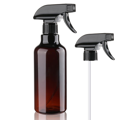 12 oz heavy-duty plastic spray bottles for cleaning from Aura Restored, shown with spray nozzles and clear plastic body