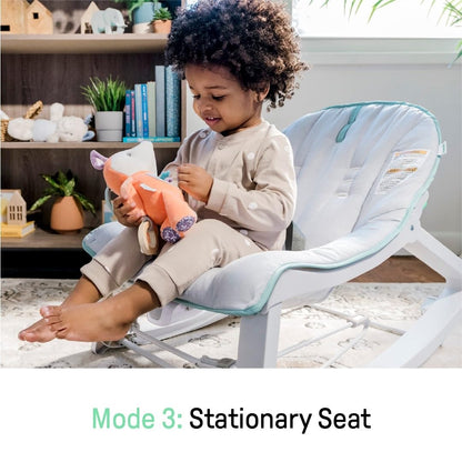 Aura Restored Ingenuity Keep Cozy 3-in-1 baby bouncer with toy bar, vibrating seat, and rocker for infants to toddlers up to 40 lbs.